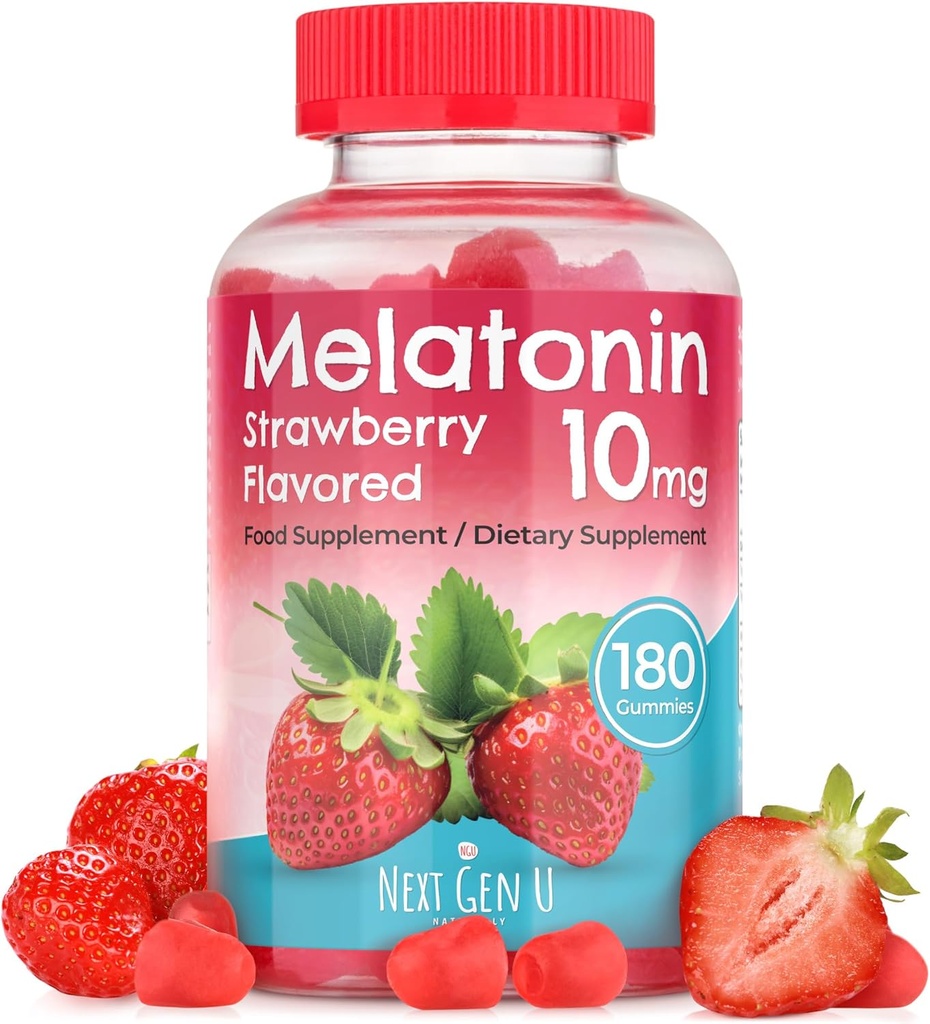 NGU Next Gen U - Melatonin Gummies - 10 mg Kosttilskud - Strawberry Flavored - 180 Vegansk Gummies