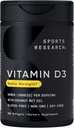 Sports Research Vitamin D3 2000 IE med kokos MCT Oil - Double Strength Vitamin D supplement - Non- GMO Verified, Gluten & Soy Free - 50mcg, 360 Liquid Softgels