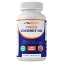 Vitamatic Virgin Coconut Oil Softels, 3000 mg Per Servering, 60 Servering, 180 Greve, Non- GMO, Gluten Free