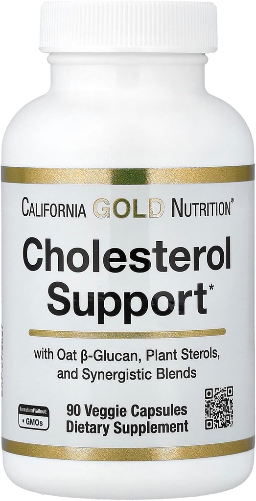California Gold Nutrition Cholesterol Support med Havre ß- glucan koncentrat, Plant Steroler, Veggie & fordøjelsesblend, 90 Veggie kapsler