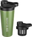 DIW 24 oz Shaker Bottle,Stainless Steel Shaker Bottle with Noise-Free Design,Insulated Metal Shaker Cup for Protein Mixes and Pre Workout,Gym Bottle Shaker(Green)