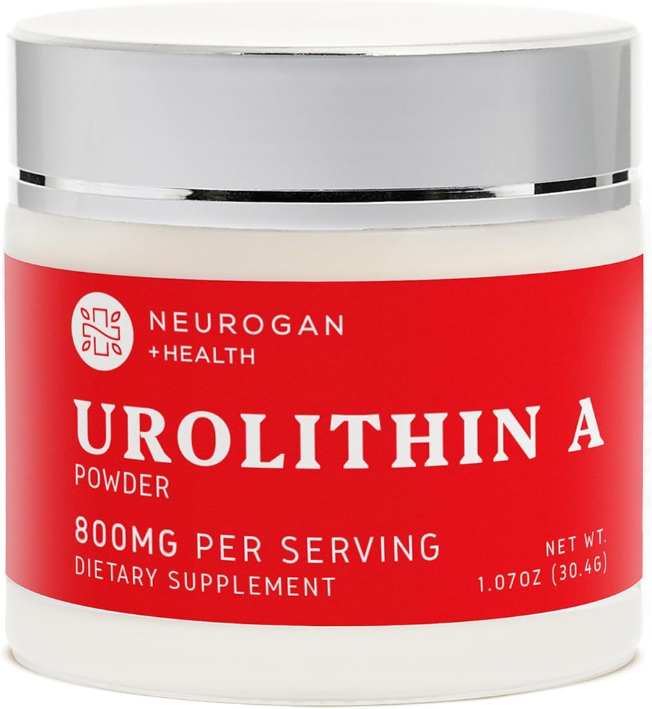 Neurogan Health Urolithin A Powder 800mg - Daily Wellness -Vegan, Non- GMO, Gluten- Free - 30.4g - Pure Urolithin A fra Pomegranate Extract - Post Biotic Compound- No Fillers eller Flavorings