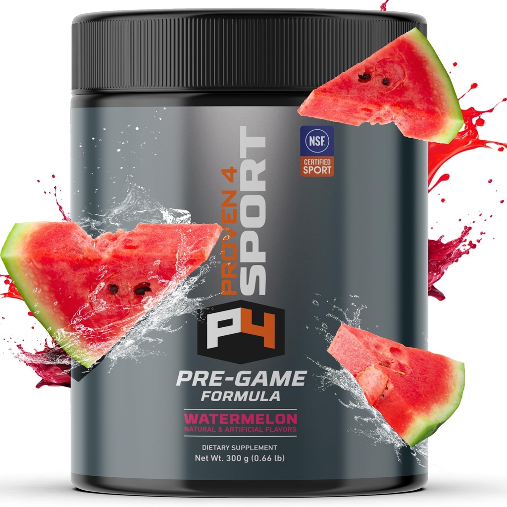Proven4 Pre Workout pulver til mænd og kvinder med Creatin - Beta Alanine - Koffein NSF Certificeret præworkout Energy Supplement Watermelon 30 Servering