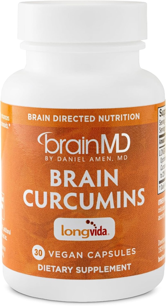 BrainMD Brain Curcumins - 30 Veganske kapsler - med Longvida Curcumin - Gluten Free - 30 Servering