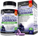 Hyldebær kapsler med zink og C-vitamin til voksne - immunsupportvitaminer til kvinder og mænd - Black Sambucus Elderberry C-vitamin og zink - immunforsvar Multimineraler supplement, 60 Greve