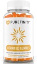PUREFINITY Vitamin D3 5000 iu Gummies - din daglige D-vitamin supplement til ben sundhed, immunforsvar, og fælles muskelstøtte til voksne & børn - Gluten Free, Non- GMO - 60 Veggie Gummies