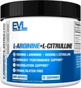 Evolution Nutrition L- Arginin + L- Citrullin - Endurance + workout Performance Supplement - 2000mg Complex - Vasodilation + nitrogenoxid Support - Vegan + Gluten Free Powder - 75 Serveringer