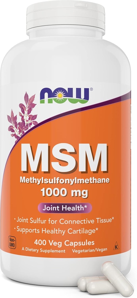 Nu MSM 1000mg Veg kapsler, 400 Count Methyl- sulfonyl-methan, Made in USA, Svovl Supplement, Non- GMO, Vegansk Vegetar Friendly