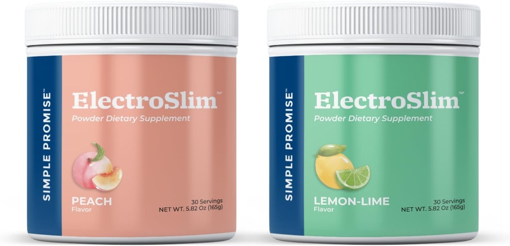 Simple Lovet ElectroSlim Bundle Flavor - Lemon Lime og Peach - sukkerfri elektrolyte pulver hydrering støtte med essentielle elektrolyter - Ingen sukker formel for daglig energibalance