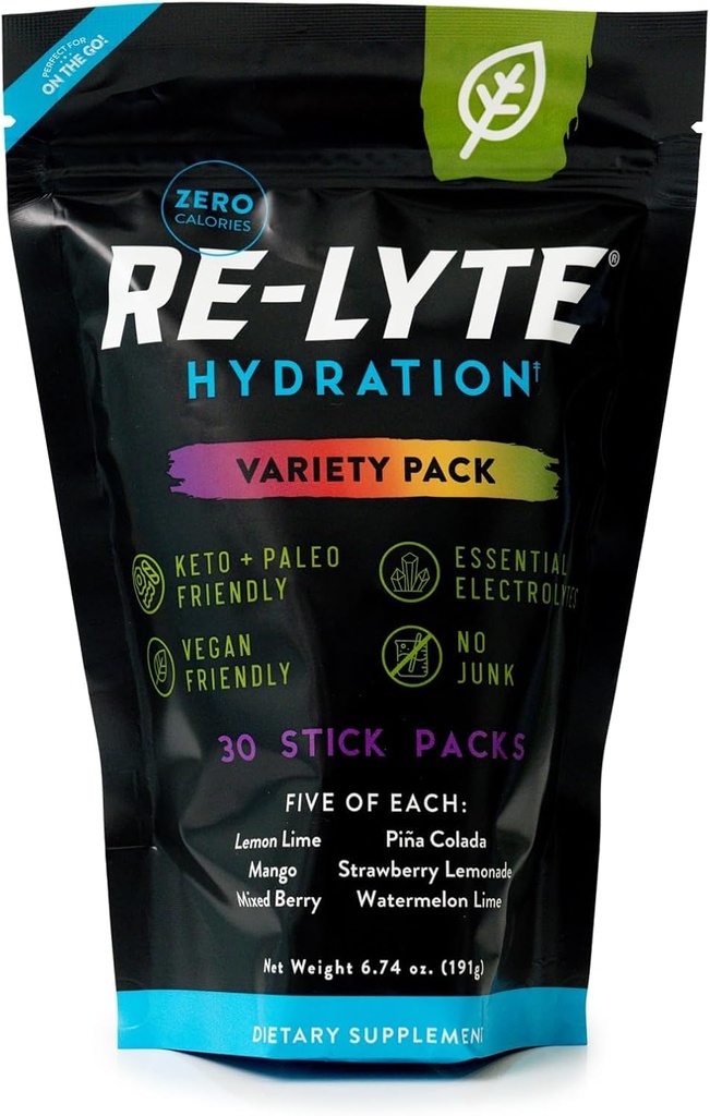 REDMOND Re-Lyte Hydration Electrolyte Powder Mix, Variety Pack, 30 Stick Packs