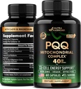 PQQ 40 mg - PQQ med CoQ10 Supplement - Mitokondria Biogenese & Cellular Energy Production - med Magnesium, Vitaminer C, E & B2 - Pure & Highly Bioavailable