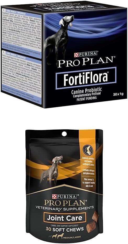 Bundle of Purina Pro Plan Veterinary Supplements FortiFlora Dog Probiotic Supplement, - 30 ct. Boxes + Purina Pro Plan Veterinary Supplements Joint Care for Large Breed Dogs Hip and Joint