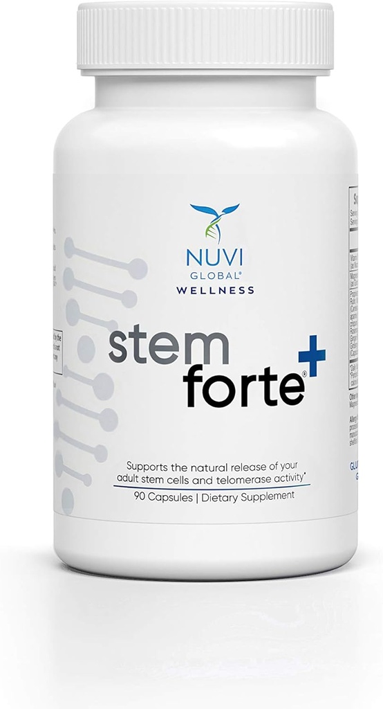 NuVi Global Stemforte Plus Stem Cell og Telomere Kosttilskud - Cell Regeneration, Cell Growth & Telomere Support til sund aldring og cellulær sundhed - 90 kapsler til mænd og kvinder