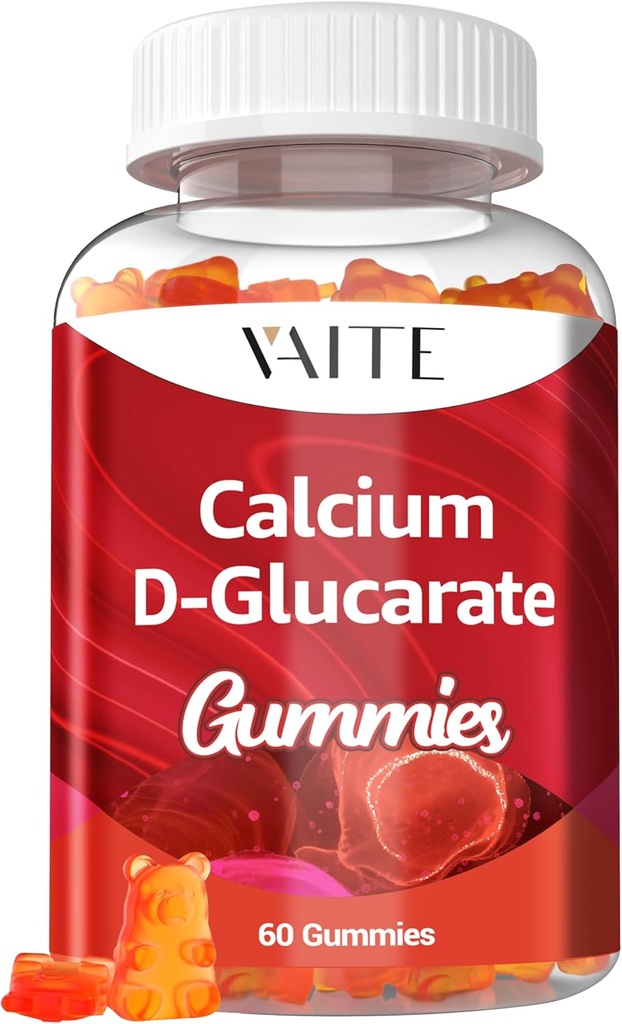 Calcium D- glucarate Gummies 1000mg - CDG Cleanse Supplement for mænd og kvinder, Hormone Metabolisme Balance & Menopause Supports, Non- GMO, Vegan, Gluten Free, Soja Free Supplements, 60 Gummy Chewables