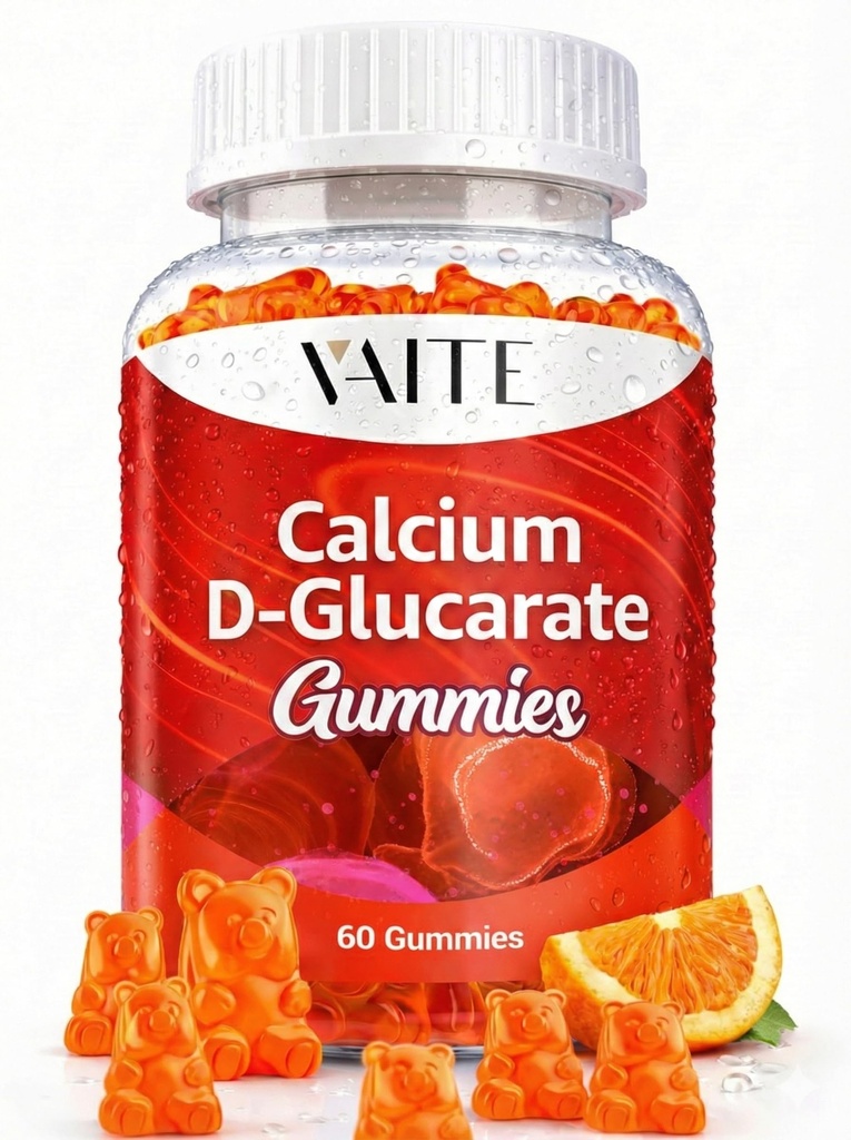 Calcium D- glucarate Gummies 1000mg - CDG Cleanse Supplement for mænd og kvinder, Hormone Metabolisme Balance & Menopause Supports, Non- GMO, Vegan, Gluten Free, Soja Free Supplements, 60 Gummy Chewables