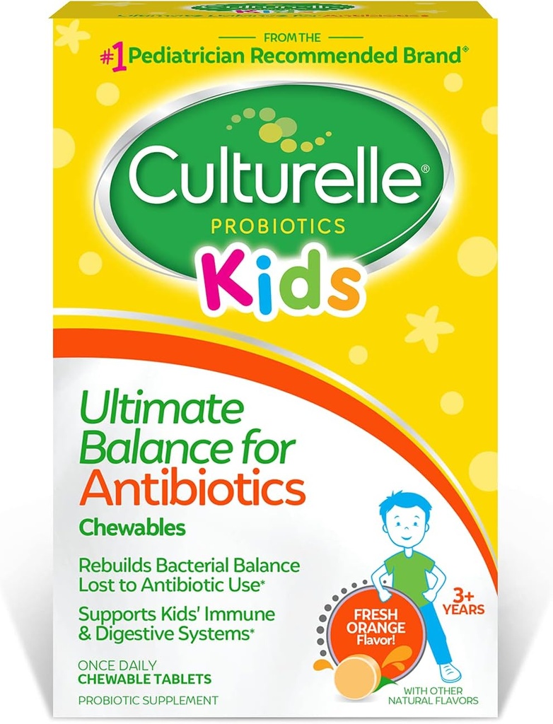 Culturelle Probiotika Ultimate Balance Probiotika for Antibiotika Age 3 +, 20 Greve, Orange, Probiotika for Kids Hjælper Gendanne gode Bakterier tabt under Antibiotika Brug & støtter et sundt immunsystem
