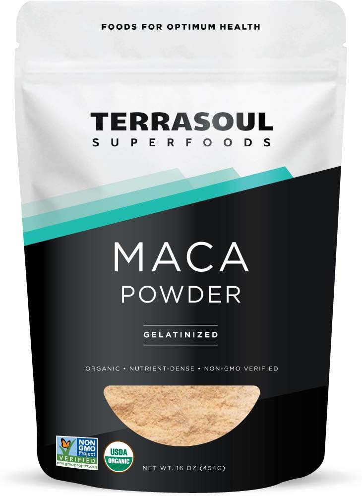 Terrasoul Superfood Organic Gelatinized Maca Powder, 16 Oz, Hormon Balance, Energy Boost, og Superfood Smoothies med peruvian Maca Root, Gelatinized for Easy fordøjelse