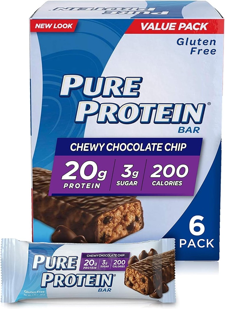 Pure Protein ® Chewy Chocolate Chip, 50 gram, 6 tæller Multipack