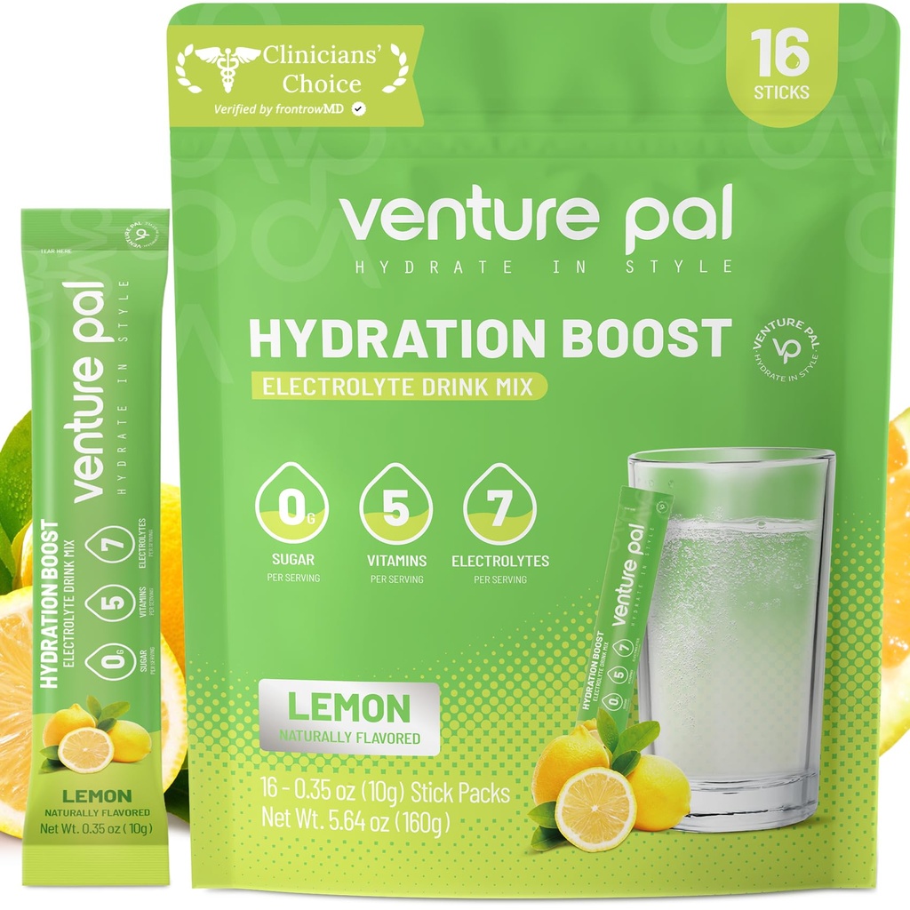 Venture Pal Sugar Free Electrolyte Powder Packets - Flydende Daily IV Drink Mix for Rapid Hydration & Party Recovery