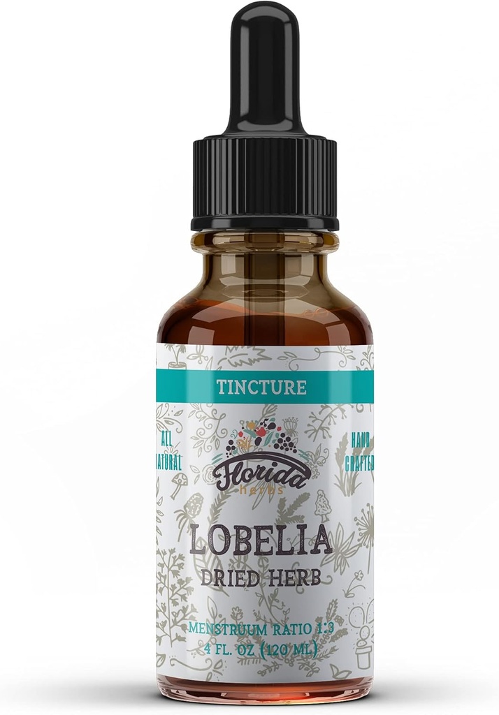 Lobelia Tincture, Organic Lobelia Extract, Lobelia Drops (Lobelia Inflacata) Tørret urt