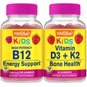 WellYe Vitamin B12 Kids + Vitamin D3 + K2 Kids, Gummies Bundle - Great Tasting, Vitamin Supplement, Gluten Free, GMO fri, Chewable Gummy