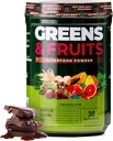 Nutrologi Grønne & frugter Powder- naturligt sourced frugter, grøntsager, Beet Powder & Mushroom Blend, Probiotika, fordøjelsesenzymer, fibre, antioxidanter, immunforsvar, gluten fri - Chokolade