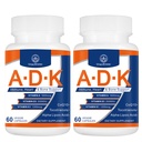 ADK vitamintilskud 20000 IE - højpotens Vitaminer A, D3 og K1 for hjerte, ben sundhed og immunforsvar Vitamin ADK 120 kapsler