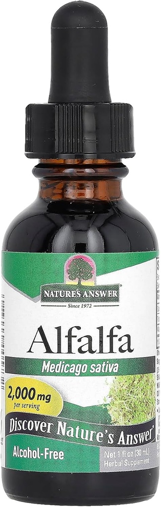 Naturens svar Alkohol- Free Alfalfa Herb Extract, 1-Fluid Ounce understøtter immunsystem, blod, fordøjelse, energiniveauer - Hjælper med afgiftning