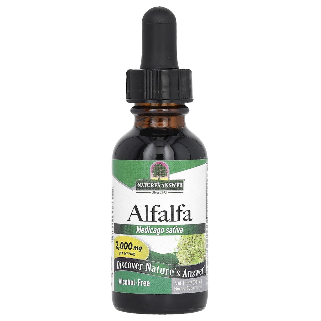 Naturens svar Alkohol- Free Alfalfa Herb Extract, 1-Fluid Ounce understøtter immunsystem, blod, fordøjelse, energiniveauer - Hjælper med afgiftning