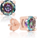 Håndlavet Rose forgyldt naturlige Mystic Topaz Sterling Sølv Stud øreringe