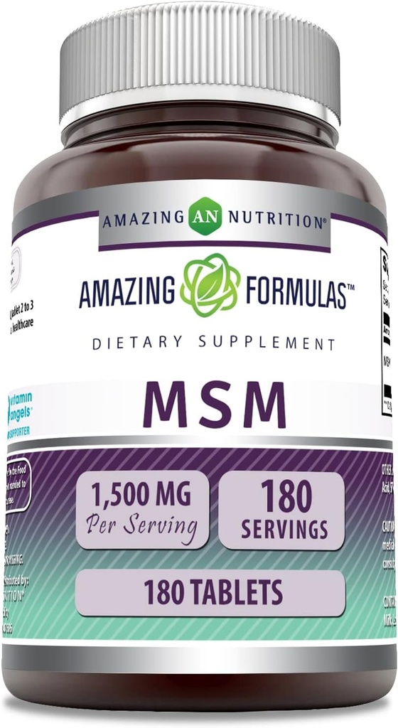 Amazing Formulas MSM (Methylsulfonylmethan) Supplement- 124; 1500 Mg Per Serving Supplement- 124; 180 Tablets - 124; Non- Gmo - 124; Gluten Free - 124; Made in USA