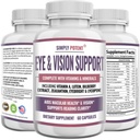 Lutein & Zeaxanthin Eye Health Kosttilskud til voksne, Natural Eye & Vision Formel w / Vitamin A, Lutein, Zeaxanthin, Bilberry Extract, Eyebright & Lycopene til Retina & Lens 60 Caps