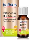 GLIDUS Vitamin D3K2 Drops - High Potency Vitamin D3 + K2 MK- 7, 250 Væskedråber, Forbedret Absorption for ben & hjerte sundhed, understøtter immunfunktion, Non- GMO, Gluten- Free, Let at bruge, 10 ml