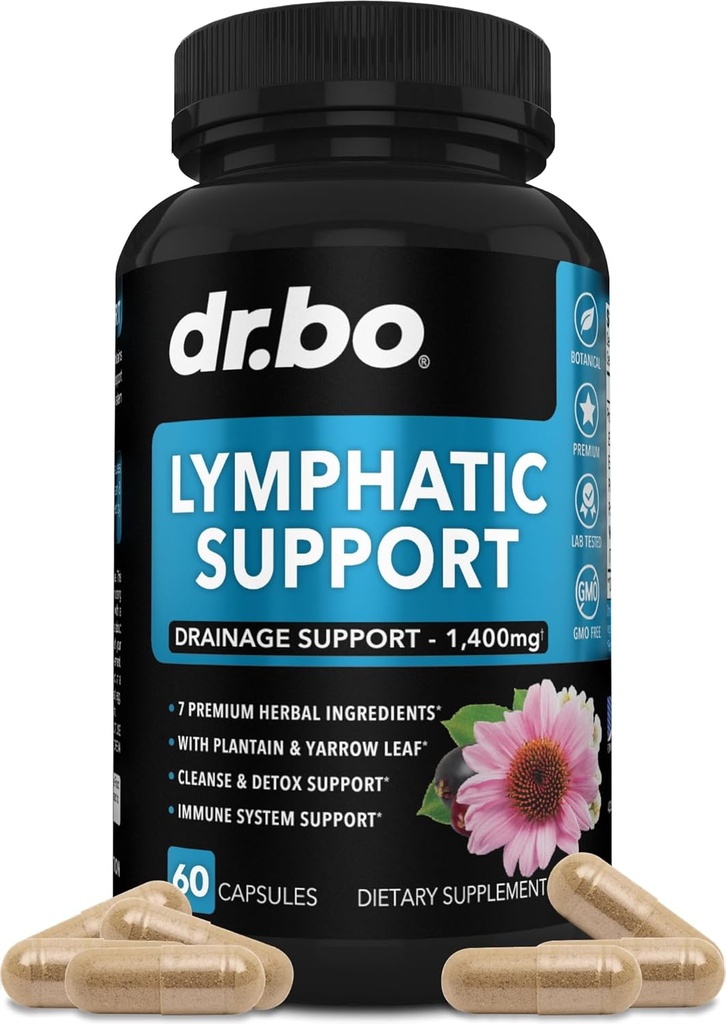 Lymporous Drainage Kosttilskud piller - Lymporous Support Total Herbal Cleanse Produkter med Echinacea Lymph System Support Supplement til Nodes Legs & Neck - Lymph Node Detox Cleanse System Drainage