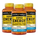 MASON NATURAL Super Energy, Lavet med Guarana, Panax Ginseng & Kola Nut for Optimal Performance & Energy, 90 Day Supply, 60 tabletter (pakke med 3)