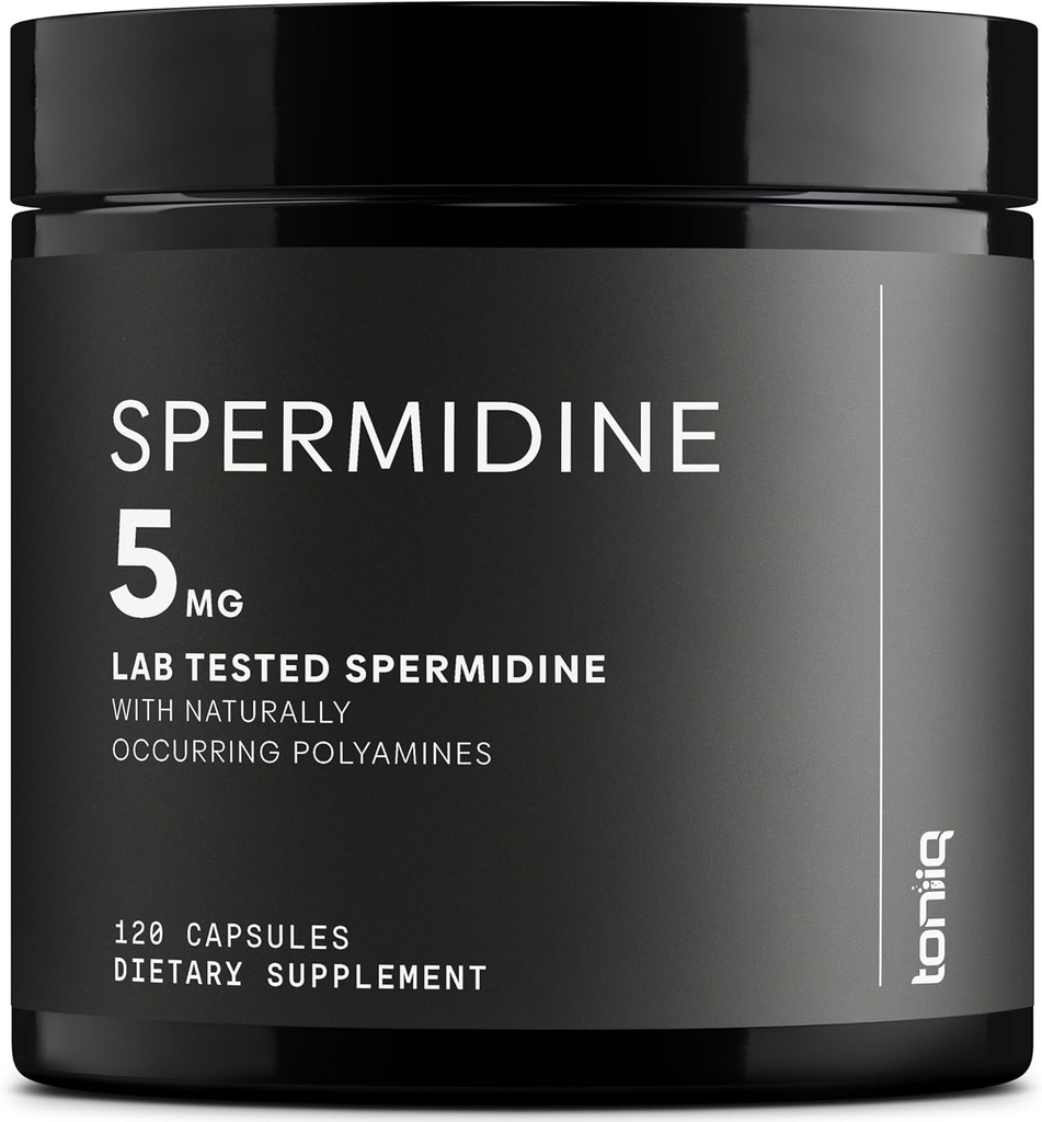 Toniiq Ultra Koncentreret 500mg Spermidin Kosttilskud til mænd og kvinder - Ikke-syntetisk Spermidin Standardiseret til ingen mindre end 1% - 5mg per Serving Rice Germ Extract