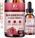 90% Absorption Magnesium Glycinat Flydende dråber med citrat og taurat, Magnesium Complex 1200mg med GABA, L- theanin, D3 og B6 til ro, søvn, afspænding - Raspberry Flavor 1 Fl Oz (pakke med 2)