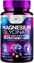 Magnesium Glycinate 1000mg - Høj Absorption & Chelated to Support Knogle, Muscle, Nerves & Heart Health - Natural Sleep & Stress Support Kvinder & Mænd - Vegan, Gluten & Soy Free, Non- GMO - 120 Kapsler