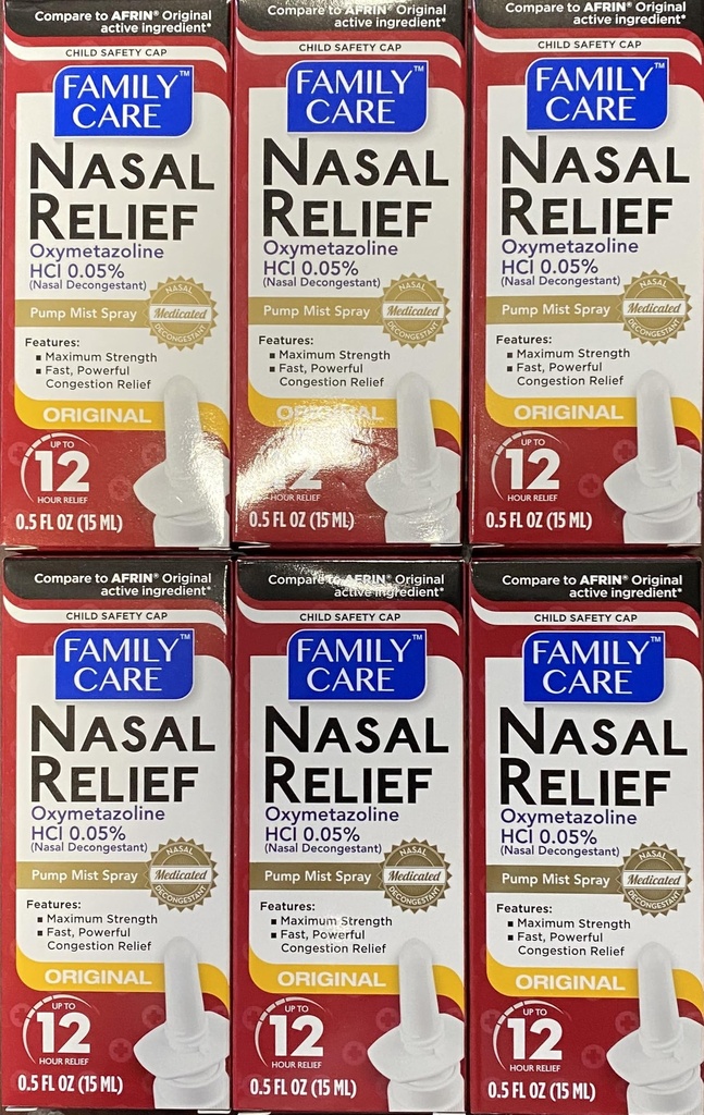 Sikret Nasal Relief Spray, 12 timers pumpe Mist Oxymetazolin HCL, 0,5 fl. Oz (6 Pack)
