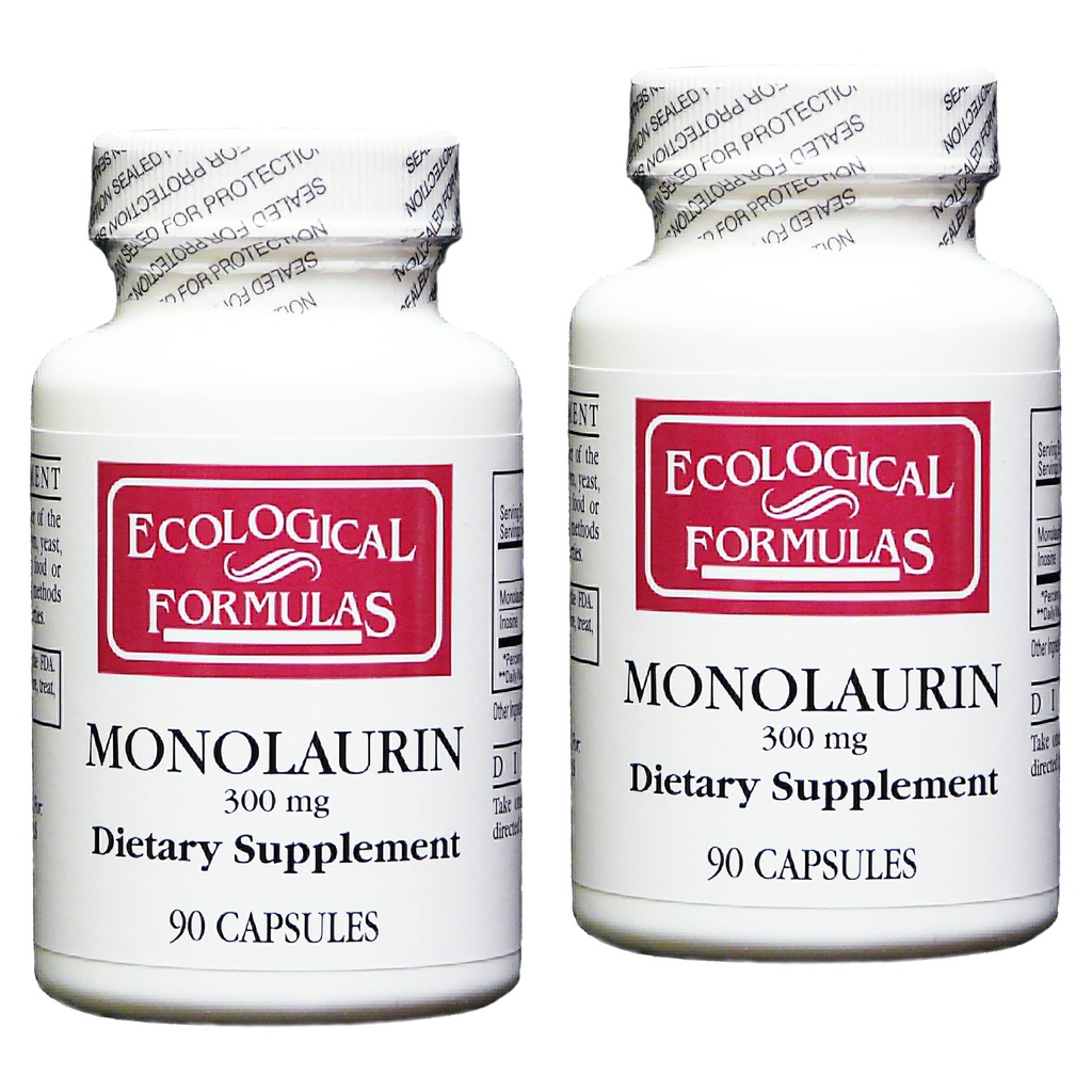 Økologiske formler Monolaurin 300 mg 180 kapsler (90 kapsler x 2 flasker)