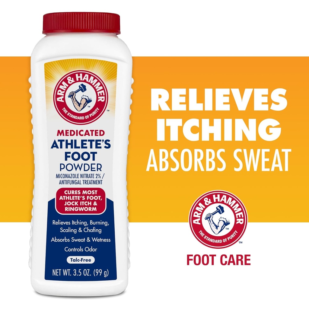 Arm & Hammer Athlete 's Foot Powder - Antifungal Treatment for Feet med Bagning Soda - Relieves Kløe, Burning, og Odor - Klinisk bevist formel - 3,5 oz 4 Pack (4)