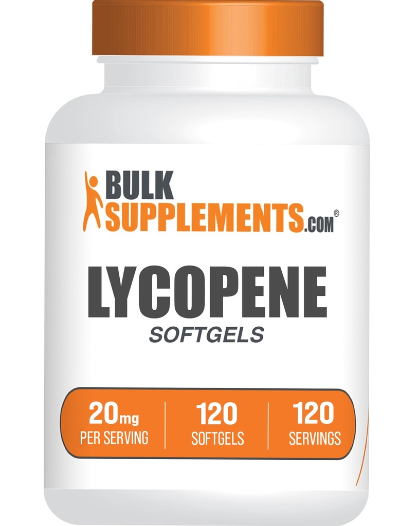BulkSupplements.com Lycopene Softgels - Lycopene Supplement, Antioxidanter Supplement - Gluten Free, 1 Softgel per servering (20mg), 120 Softgels (pakke med 1)