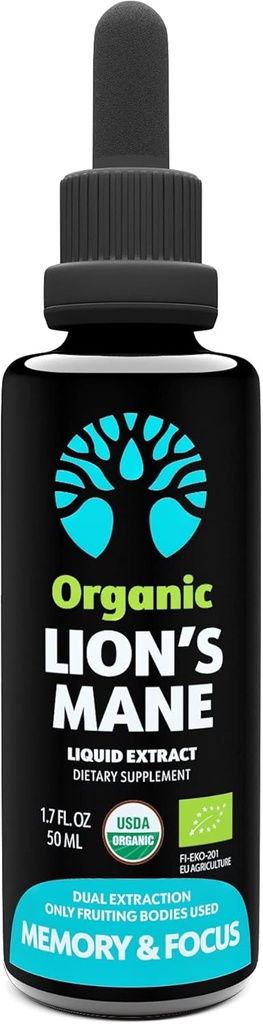 Organic Lion 's Mane Extract - 50 Servere - Fruiting Legemer kun - Hukommelse og fokus support