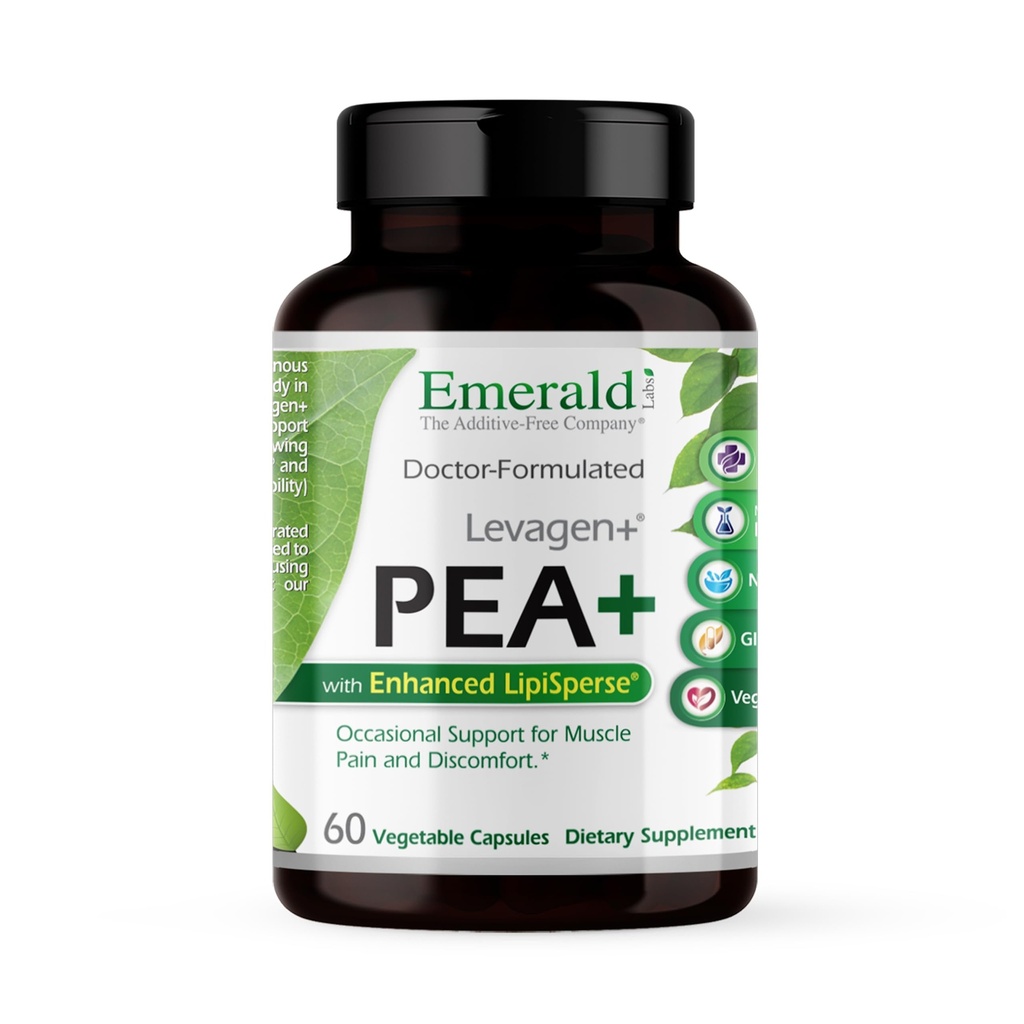 Emerald Laboratories Pea + med Levagen + - Support Joint & Muscle Health med Meriva Curcumin, OptiMSM & Levagen + Pea * - Non- GMO, Vegan, Gluten- Free - 60 Vegetabilske kapsler