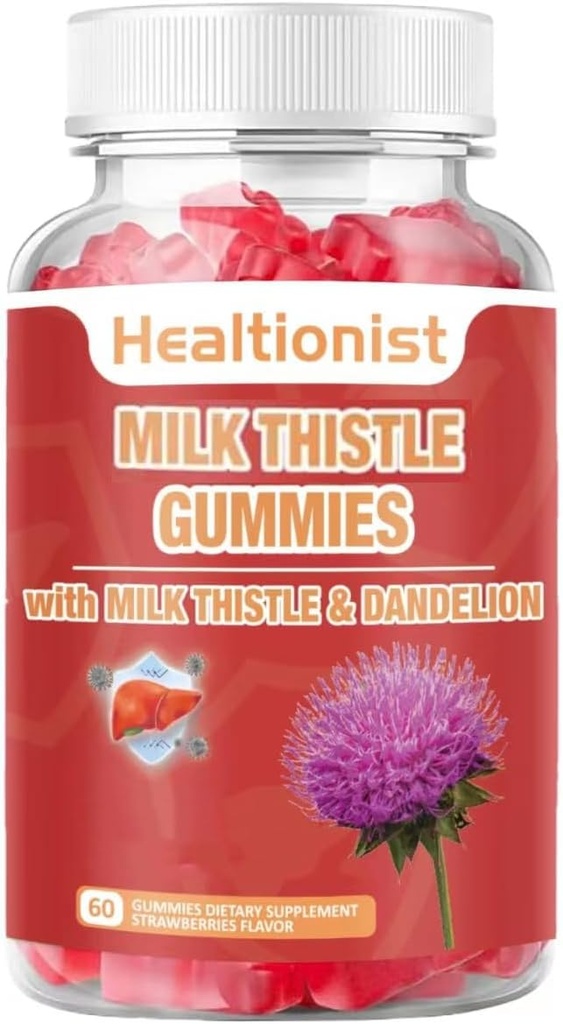 Mælk Thistle Gummies for lever rense, Detox & Reparation Fede Lever Formel Gummies, Mælk Thistle Extract Budd124; Antioxidant Support & Natural Lever Health, Lever Detox, 60 Vegan Ct