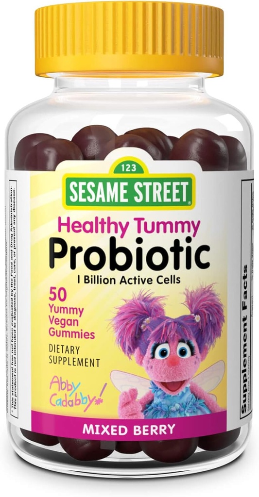 Webber Naturals Sesame Street Sund Tummy Probiotika til børn, 1 Billion Active Cells per Gummy, 50 Gummies, for fordøjelse, Gratis Gluten, Dairy, Peanut & Gelatine, Vegan