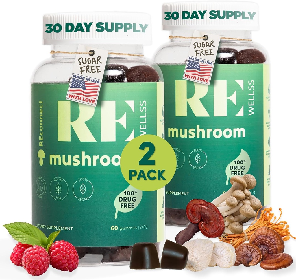 Magic Mushroom Gummies for adult I Veg Low Carb Lions Mane Supplement I Mushroom Supplement 124; Chaga Cordyceps Shiitake Tyrkiet