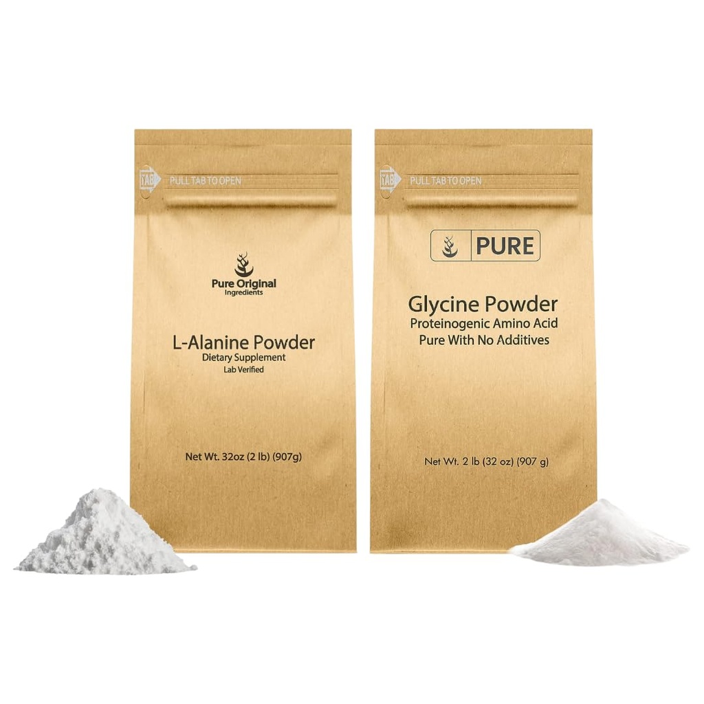 PURE ORIGINALSKE INGREDIENSER L- Alanin & Glycin Powder Bundle (2 LB Hver), Supplement Powders, Pure & Ufortyndet
