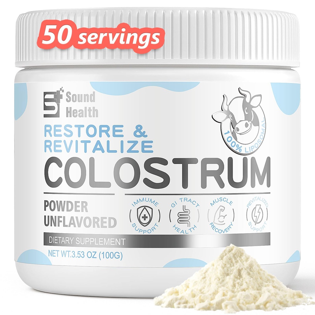 Colostrum supplement pulver til mennesker - Økologisk Bovin Colostrum supplement til Gut sundhed, hårvækst, skønhed, og immunforsvar - Unflavored (50 Servere)