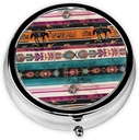 Horse Print Printed Round Pill Organizer med 3 afdelinger, Portable Mini Pill Box Pill sag for medicin, Vitamin, Fish Oil, Kosttilskud